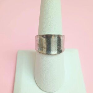 NF Sterling Silver Wide Concave Ring 8.5 Vintage 925 Boho Band